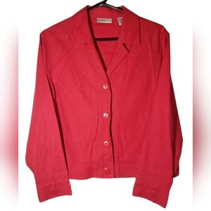 Draper's & Damon's Red Crop Top Jacket Linen Blend Size L